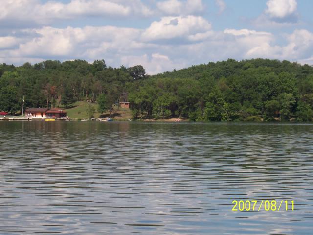 looking out across shawnee lake from our canoe.JPG